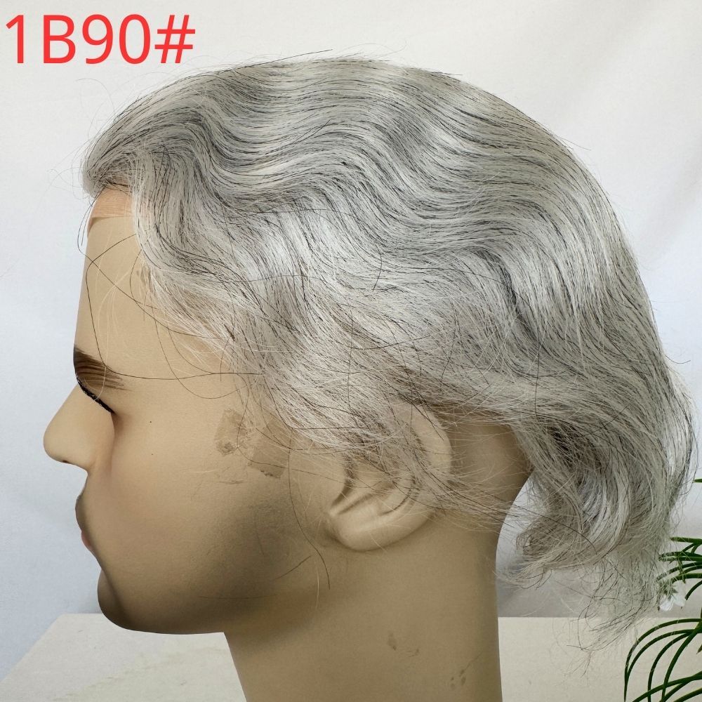 Toupee 100% Human Hair Super Swiss Lace European  Hair Mono Lace with PU Hairpiece Replacement System for Men 8X10 Inch