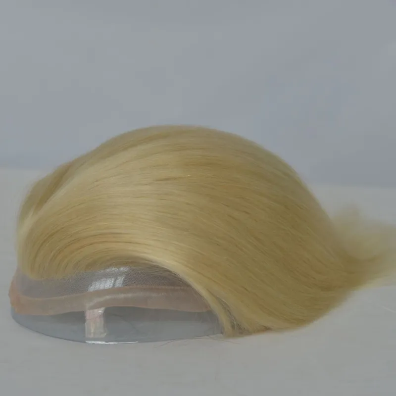 Toupee 100% Human Hair Super Swiss Lace European  Hair Mono Lace with PU Hairpiece Replacement System for Men 8X10 Inch