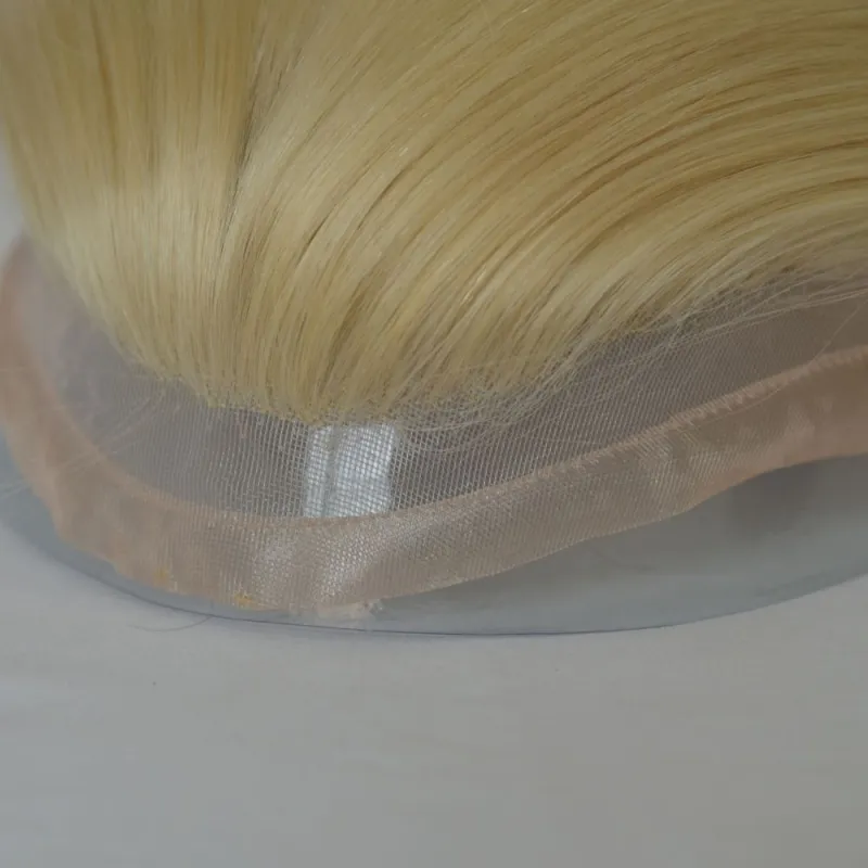 Toupee 100% Human Hair Super Swiss Lace European  Hair Mono Lace with PU Hairpiece Replacement System for Men 8X10 Inch