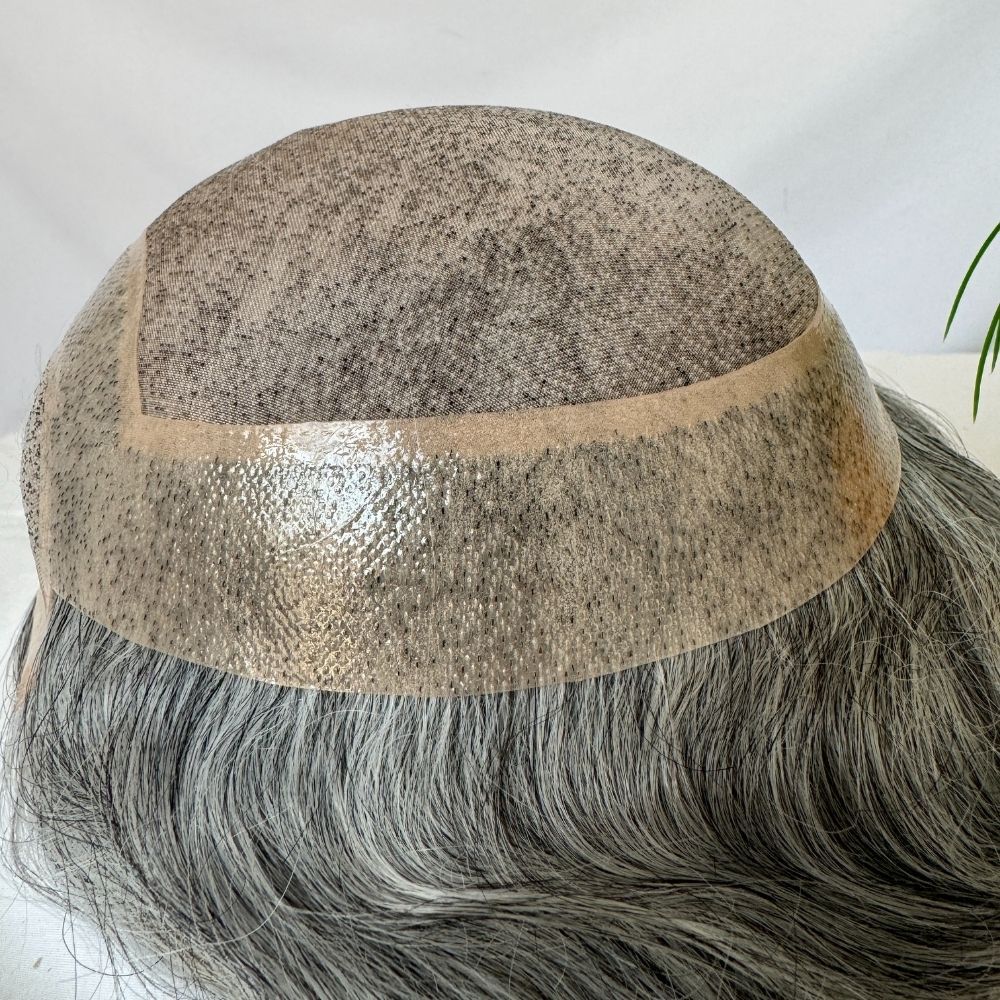 Toupee 100% Human Hair Super Swiss Lace European  Hair Mono Lace with PU Hairpiece Replacement System for Men 8X10 Inch