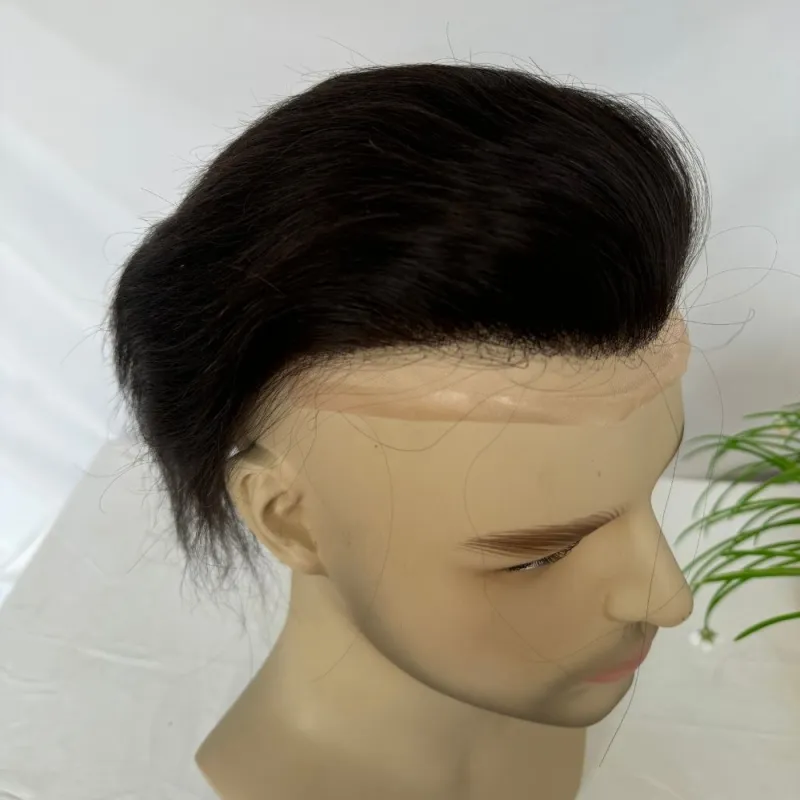 Toupee 100% Human Hair Super Swiss Lace European  Hair Mono Lace with PU Hairpiece Replacement System for Men 8X10 Inch