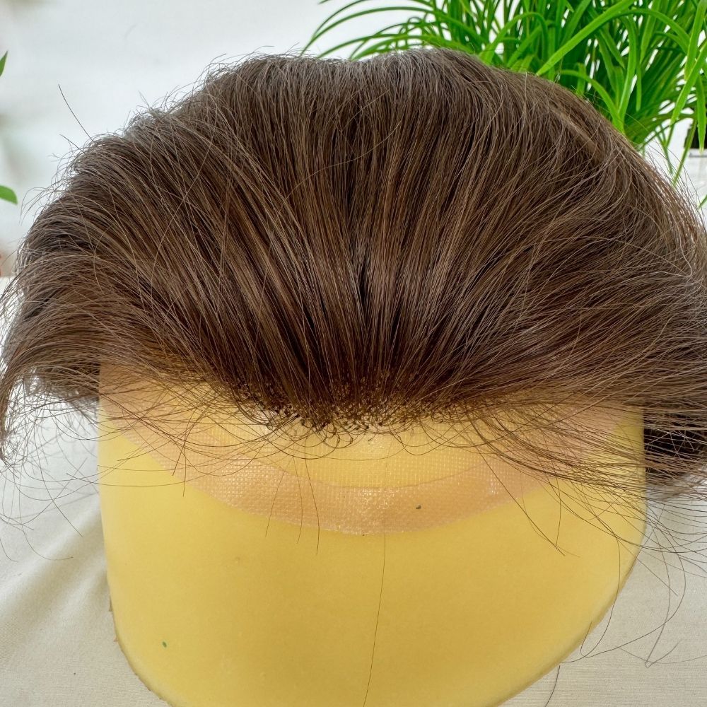 Toupee 100% Human Hair Super Swiss Lace European  Hair Mono Lace with PU Hairpiece Replacement System for Men 8X10 Inch