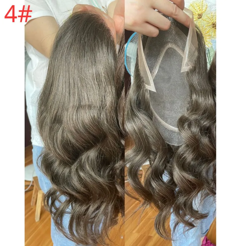 12 Inch Men's Toupee Mono Lace with PU Hair for Men 100% Human Hair 8x10 Inch Loose Wave Natural Black Hair System