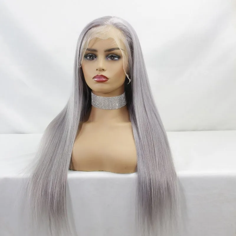Eseewigs Full  Lace Wigs Grey Colored Wig 100% European Human Hair Straight Human Hair Wigs For Women Blonde Wig Transparent HD Lace Wigs