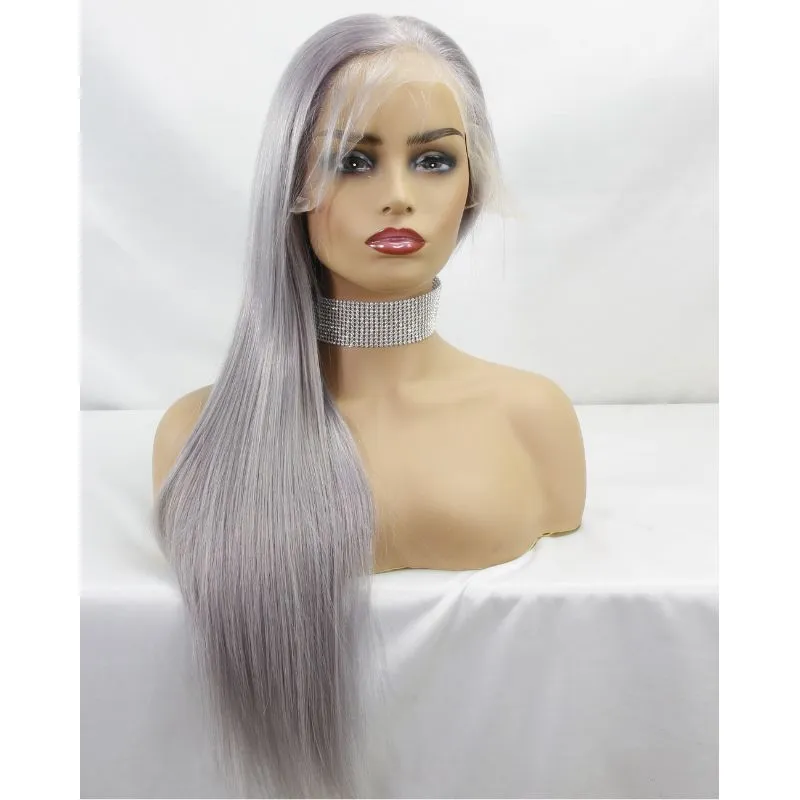 Eseewigs Full  Lace Wigs Grey Colored Wig 100% European Human Hair Straight Human Hair Wigs For Women Blonde Wig Transparent HD Lace Wigs
