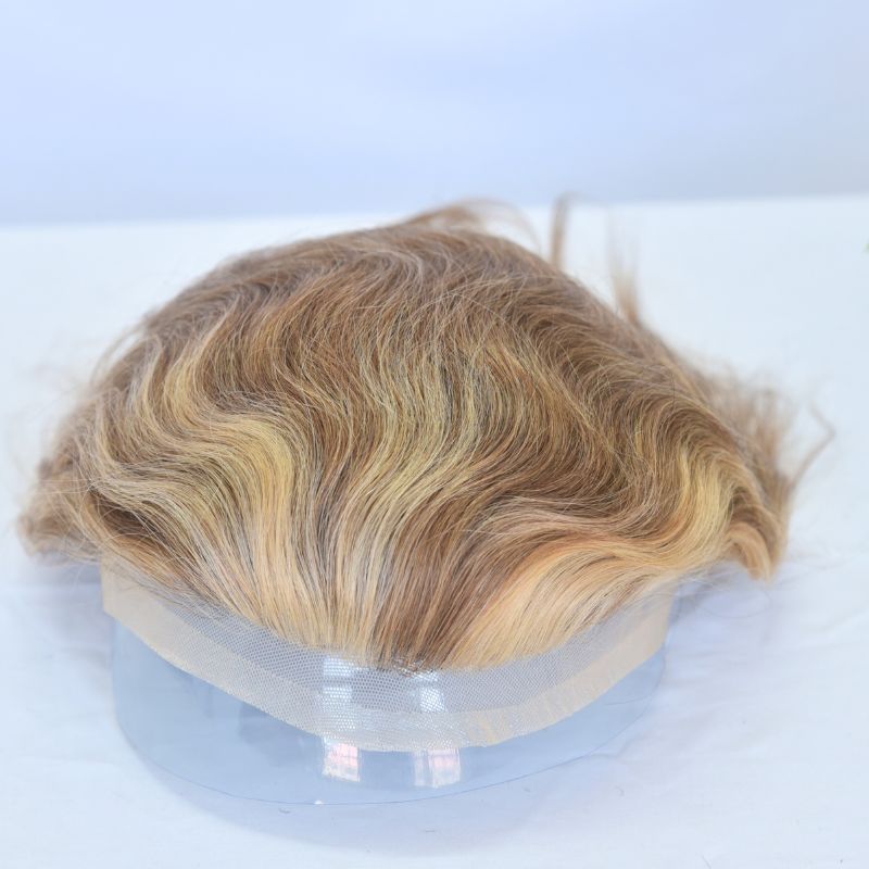 New Arrivals Full Swiss Lace Cap Base 4mixed 27 highlight 613 Front Colored Toupee for Men 100% European Human Hair System 10X8 Inch