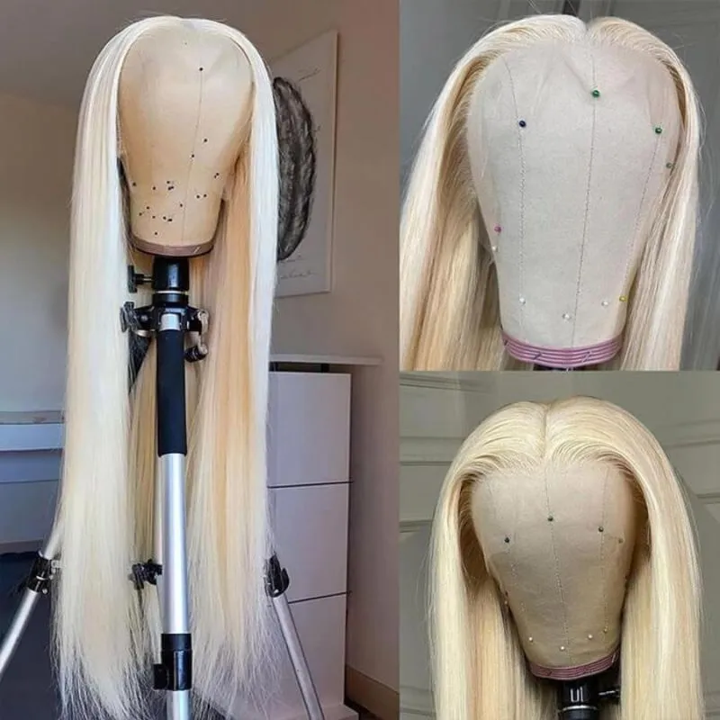 Color 613 Blonde Wig Human Hair Straight Human Hair Wigs For Women Blonde Bob Wig Transparent Part Lace Wigs Brazilian Remy 200