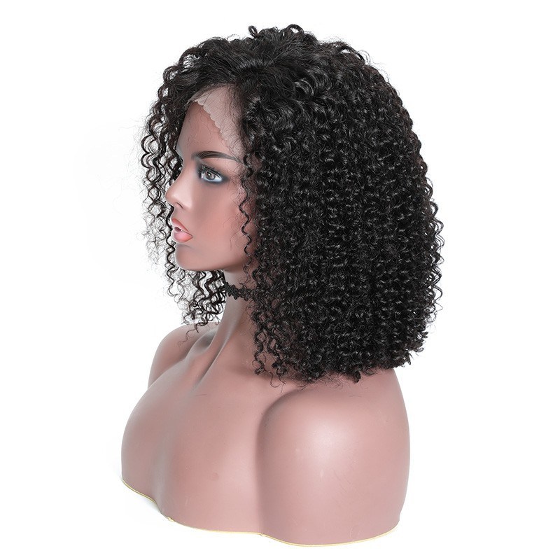 Short Bob Wig Lace Frontal 180% Density Wig Jerry Curly 100% Human Hair Super Soft