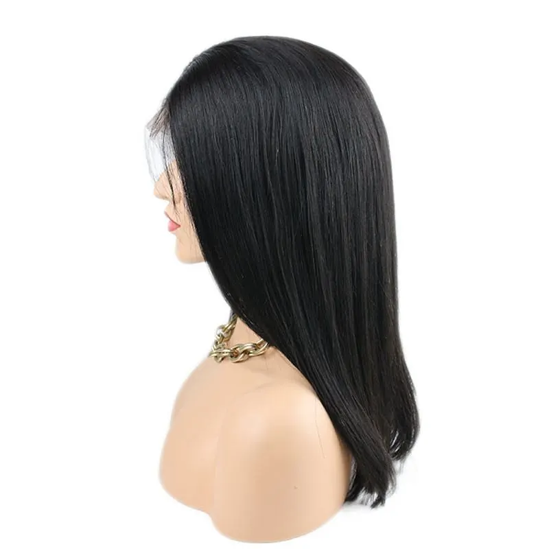 150% Short Straight Lace Front Human Hair Wigs Bob Style Black Bob Cut Wig Pre Plucked for Black Women