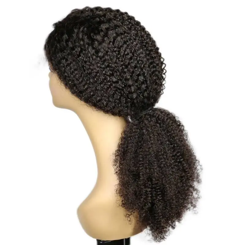 Lace Front Wig 180% Density Kinky Curly Brazilian Virgin Hair Pre Plucked With Natural Baby Hair