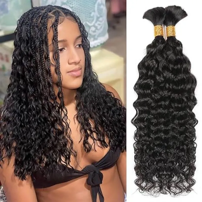 Crochet Braids Human Braiding Hair 14Inch Water Wave Bulk Human Hair for Braiding No Weft Human Hair Bundles for Braiding Micro Human Braiding Hair