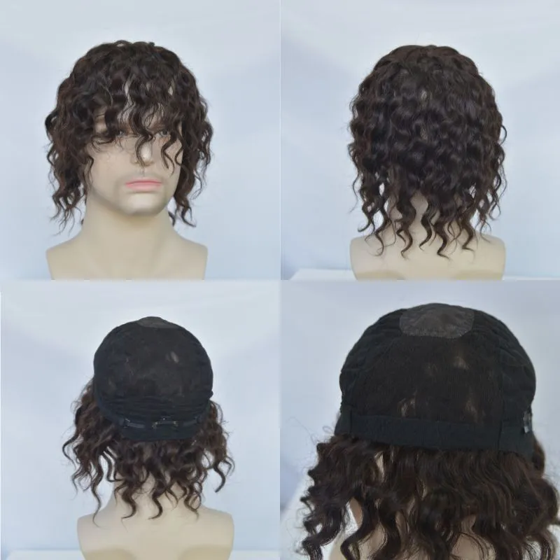 Eseewigs Wig for Women and Men Short 7 Inch Wigs Loose Curly 100% Cambodian Human Hair Wigs Glueless Natural Brown Wigs