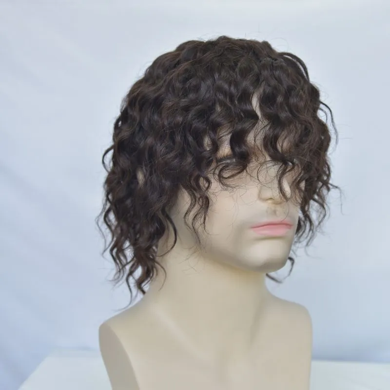 Eseewigs Wig for Women and Men Short 7 Inch Wigs Loose Curly 100% Cambodian Human Hair Wigs Glueless Natural Brown Wigs