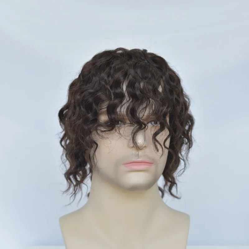 Eseewigs Wig for Women and Men Short 7 Inch Wigs Loose Curly 100% Cambodian Human Hair Wigs Glueless Natural Brown Wigs