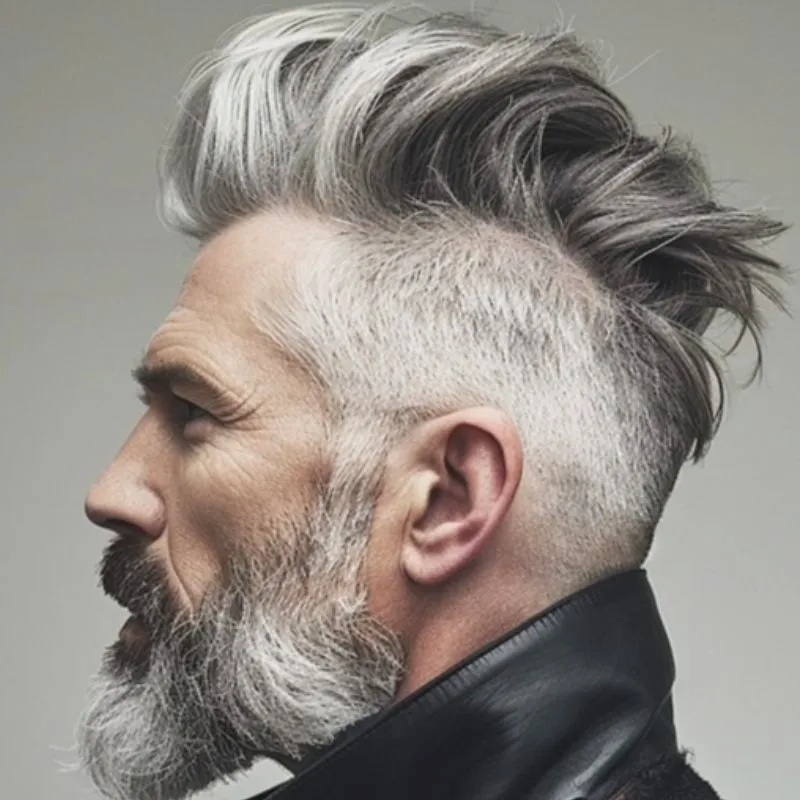 Customize Mens Toupee 1B60 40% Human #1B Black Hair Mixed with 60% Synthetic White Hair Toupee For MenHairpieces for Men Hair Replacement 10x8 9x7 Inch