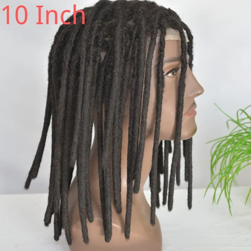 10 Inch Transparent Full Lace Base Afro Dreadlock Extensions Men 's Toupee 100% Human Hair Dreadlock Crocheted On the Toupee 8x10 Inch Hair System 8Inch 12Inch