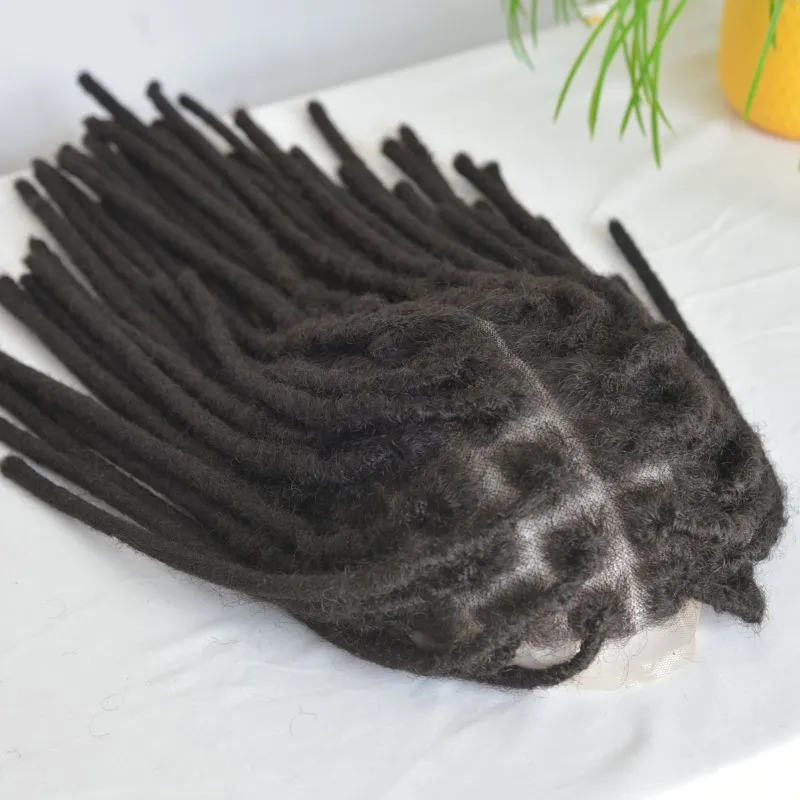 10 Inch Transparent Full Lace Base Afro Dreadlock Extensions Men 's Toupee 100% Human Hair Dreadlock Crocheted On the Toupee 8x10 Inch Hair System 8Inch 12Inch