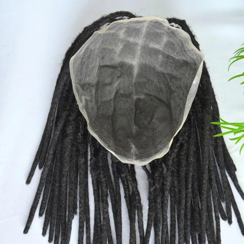 10 Inch Transparent Full Lace Base Afro Dreadlock Extensions Men 's Toupee 100% Human Hair Dreadlock Crocheted On the Toupee 8x10 Inch Hair System 8Inch 12Inch