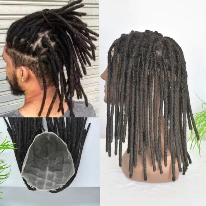 10 Inch Transparent Full Lace Base Afro Dreadlock Extensions Men 's Toupee 100% Human Hair Dreadlock Crocheted On the Toupee 8x10 Inch Hair System 8Inch 12Inch