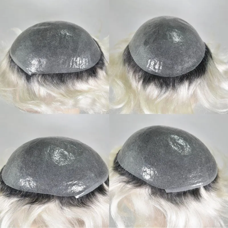 Men Toupee Thin Skin Full PU Toupee for Men European Human Hair Prosthesis 1BT60 Color Hair System 8x10 Inch Hair Replacement
