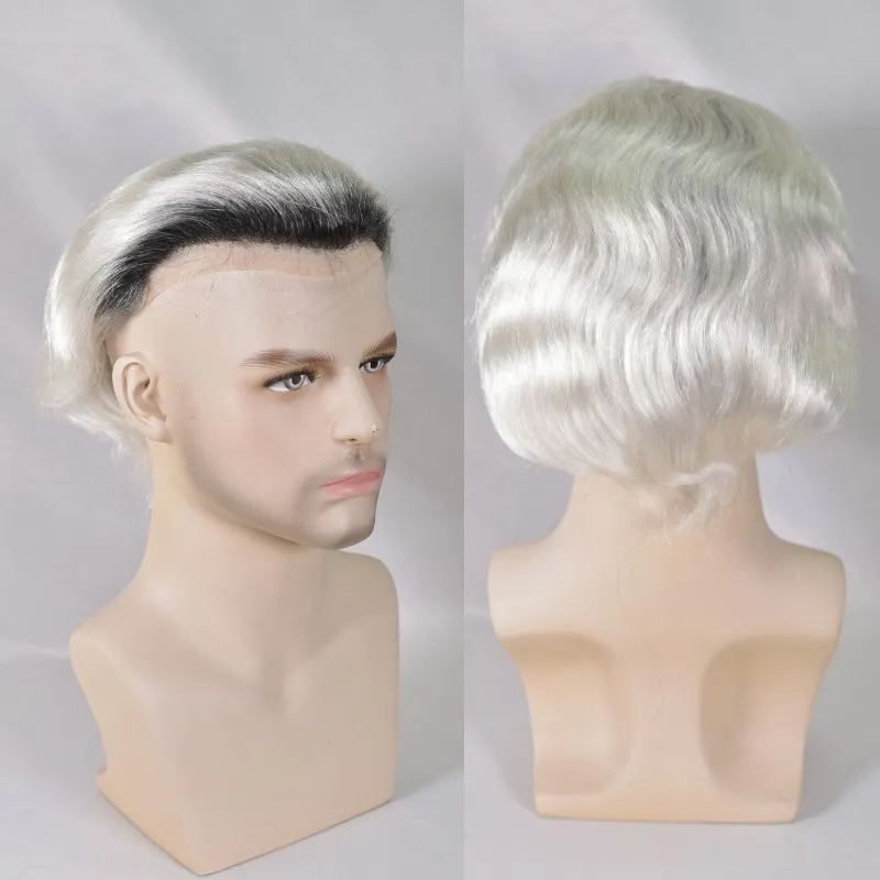 Men Toupee Thin Skin Full PU Toupee for Men European Human Hair Prosthesis 1BT60 Color Hair System 8x10 Inch Hair Replacement