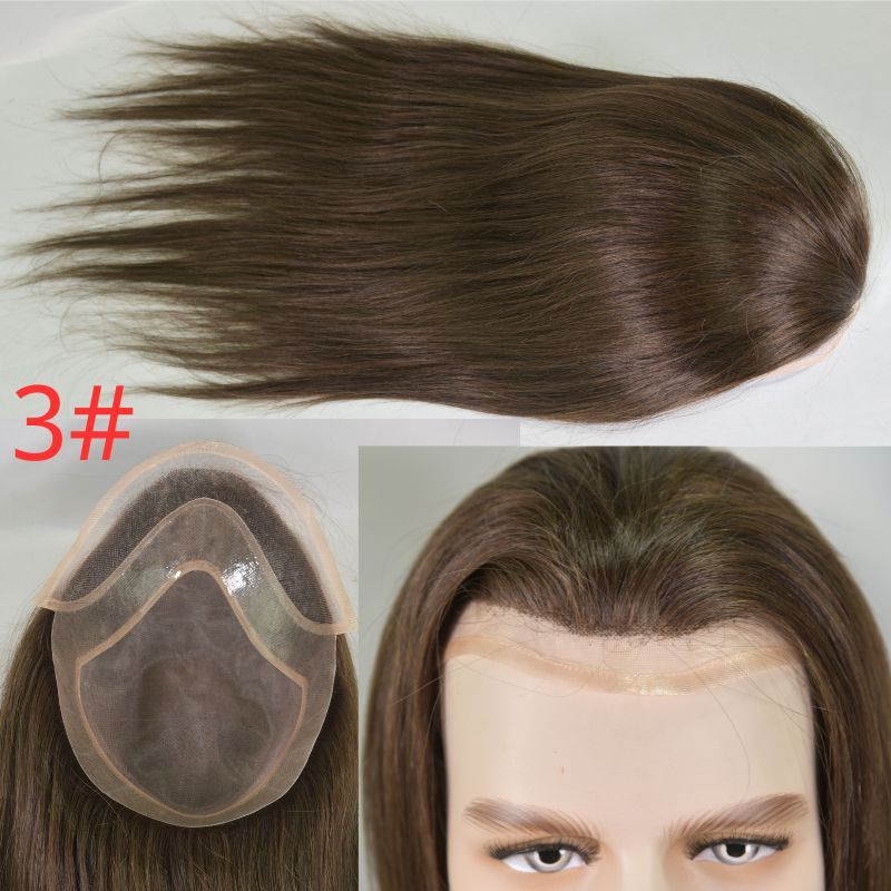 12inch Long Hair Men's Toupee10"×8"Hairpieces for Men Mono with PU 100%European Virgin Human Hair Replacement System for Men 17#
