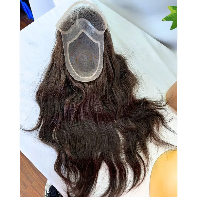 Custom Mens Toupee 100% Human Hair HD Lace Front Mono Base with PU Hair System 10x6 Base 3# Brown Hair Toppers 13 Inch Hair Replacement