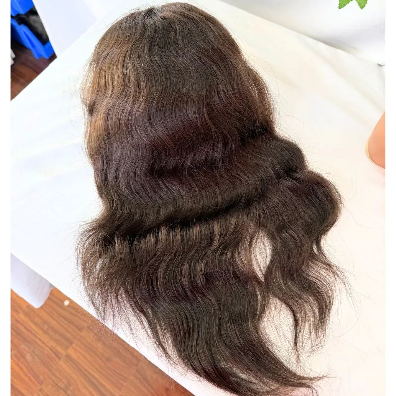 Custom Mens Toupee 100% Human Hair HD Lace Front Mono Base with PU Hair System 10x6 Base 3# Brown Hair Toppers 13 Inch Hair Replacement