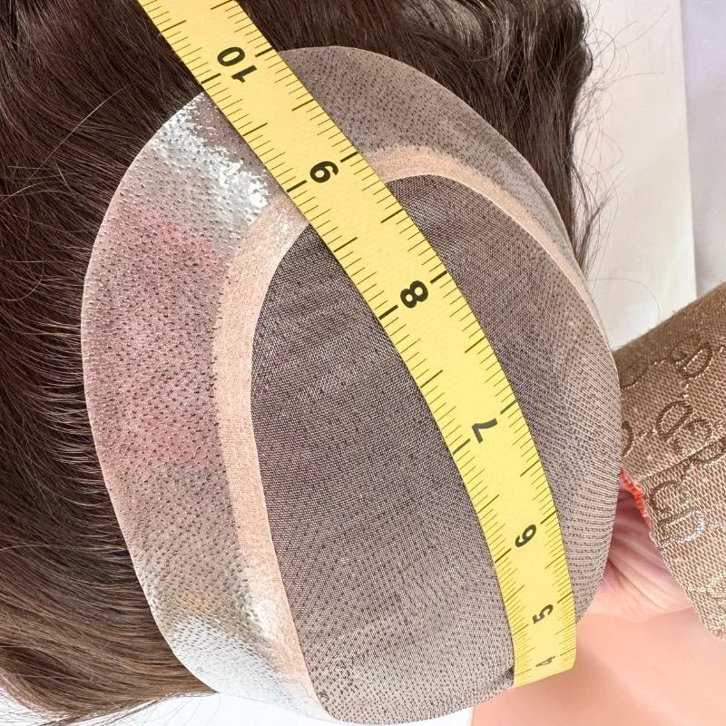Custom Mens Toupee 100% Human Hair HD Lace Front Mono Base with PU Hair System 10x6 Base 3# Brown Hair Toppers 13 Inch Hair Replacement