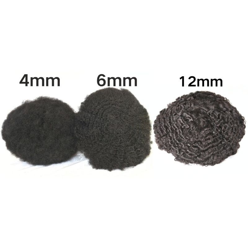 Afro Men‘s Toupee Afro Wave 12mm 100% Human Hair Full French Lace Toupee for Men Natural Black Color 10X8 Inch Hair System