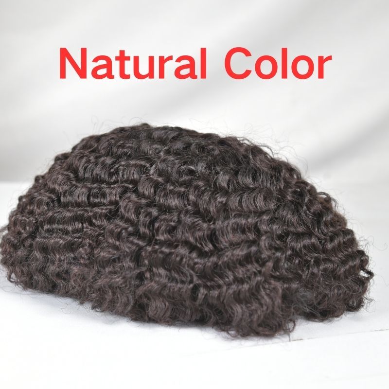 Afro Men‘s Toupee Afro Wave 12mm 100% Human Hair Full French Lace Toupee for Men Natural Black Color 10X8 Inch Hair System