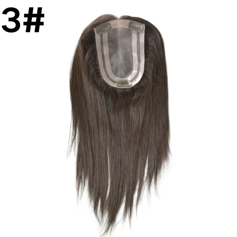 Women Toupee 4x6 Inch Mono with PU Hair Toppers for Women  100% European Human Hair No Bangs Top Hair Extensions Hair Pieces for Thinning Hair Natural Black 12-14 Inch