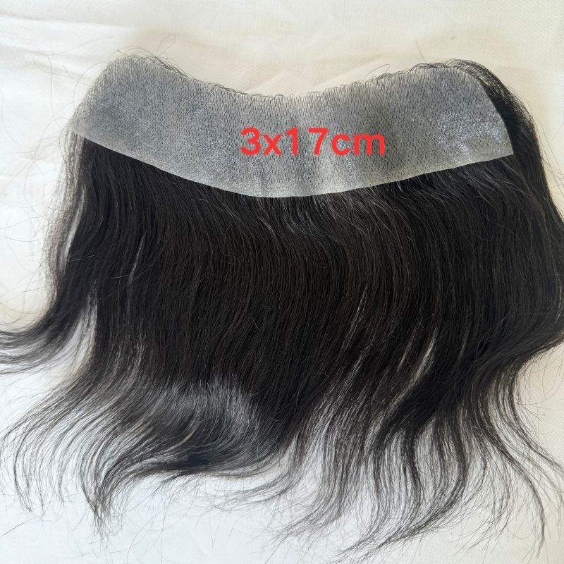Men's Hair System Naturel Hairlien 100% Real Human Hair V Sheap Frontal Toupee Pu Thin Skin Male Replacement 1B Natural Black Color