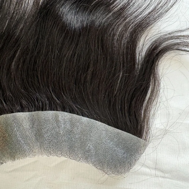 Natural Black  Human Hair Hairline 100% Real Human Hair V Loop Frontal  Full PU Ultra Thin Skin Hair Replacement Forehead Prosthesis 6 Inch