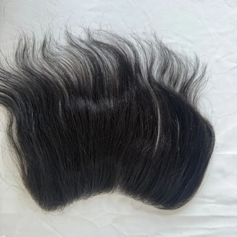 Natural Black  Human Hair Hairline 100% Real Human Hair V Loop Frontal  Full PU Ultra Thin Skin Hair Replacement Forehead Prosthesis 6 Inch