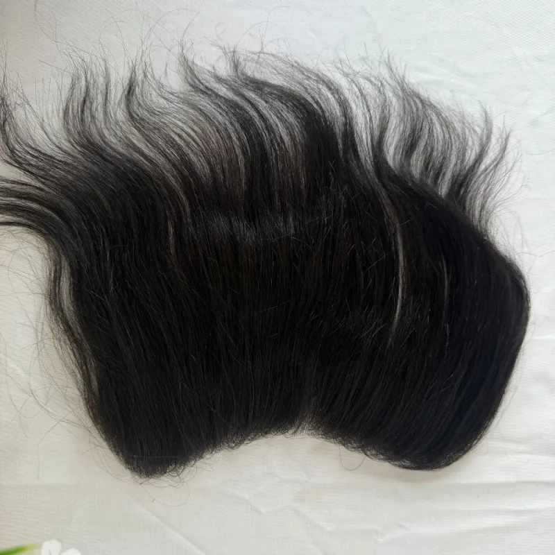 Natural Black  Human Hair Hairline 100% Real Human Hair V Loop Frontal  Full PU Ultra Thin Skin Hair Replacement Forehead Prosthesis 6 Inch