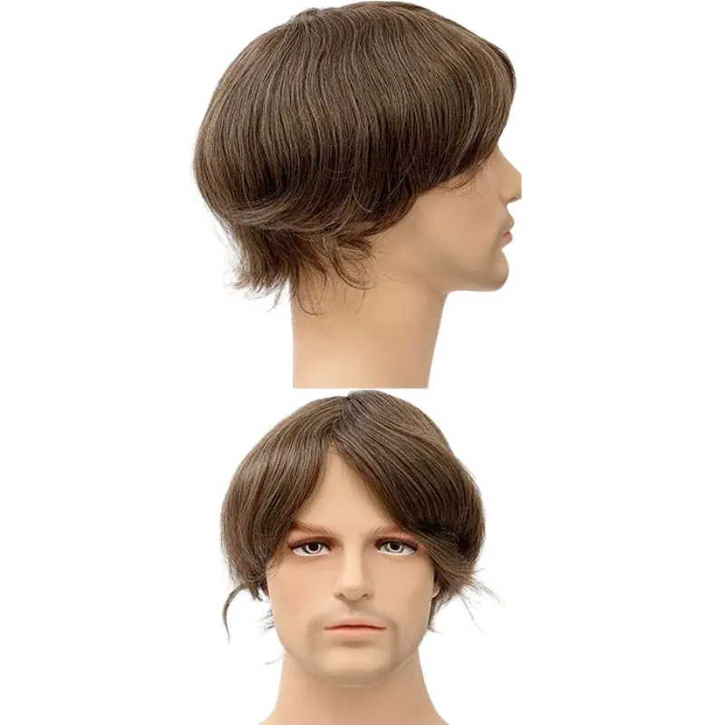 Custom V-looped Thin Poly Skin Full PU Base Hair System For Men Wigs