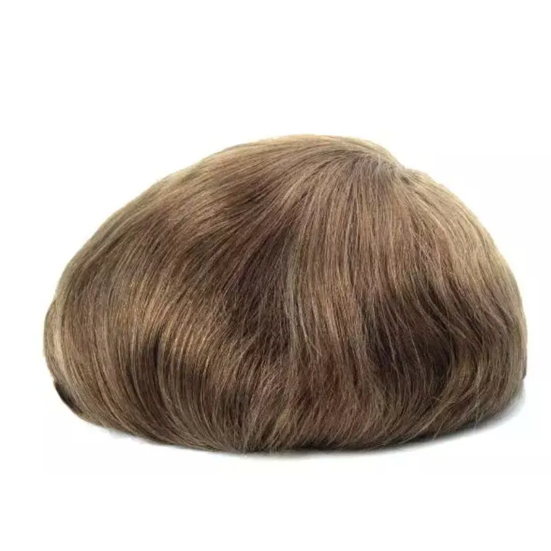 Custom V-looped Thin Poly Skin Full PU Base Hair System For Men Wigs