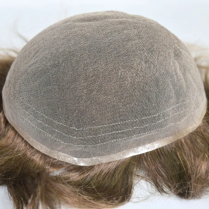 Custom Human Hair Men's Lace Toupee Full French Lace Hair System Replacement