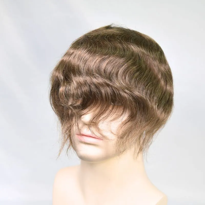 Custom Human Hair Men's Lace Toupee Full French Lace Hair System Replacement