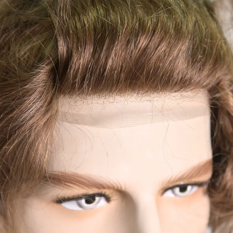 Custom Human Hair Men's Lace Toupee Full French Lace Hair System Replacement