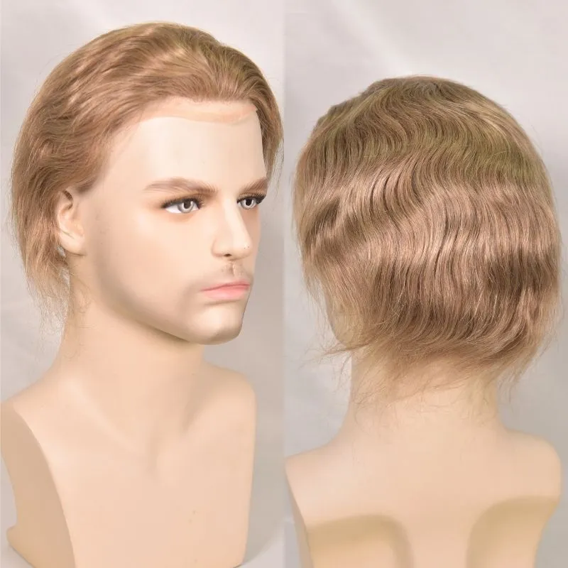 Men 's Toupee Mono Base with PU Toupee for Men 100% Virgin Indian Human Remy Hair Prosthesis 1B Mix 40% Synthetic Grey Hair System 8x10 Inch Hair Replacement  Bleached Knots