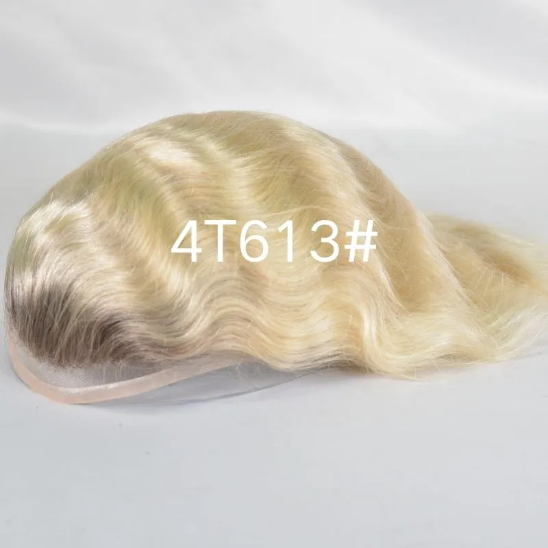 Men 's Toupee Mono Base with PU Toupee for Men 100% Virgin Indian Human Remy Hair Prosthesis 1B Mix 40% Synthetic Grey Hair System 8x10 Inch Hair Replacement  Bleached Knots