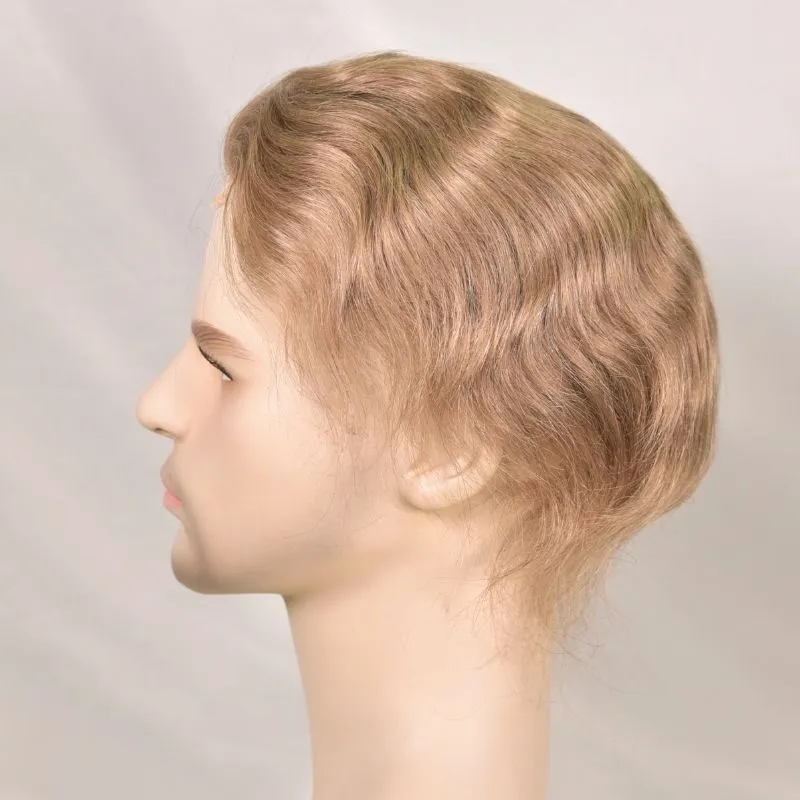 Men 's Toupee Mono Base with PU Toupee for Men 100% Virgin Indian Human Remy Hair Prosthesis 1B Mix 40% Synthetic Grey Hair System 8x10 Inch Hair Replacement  Bleached Knots