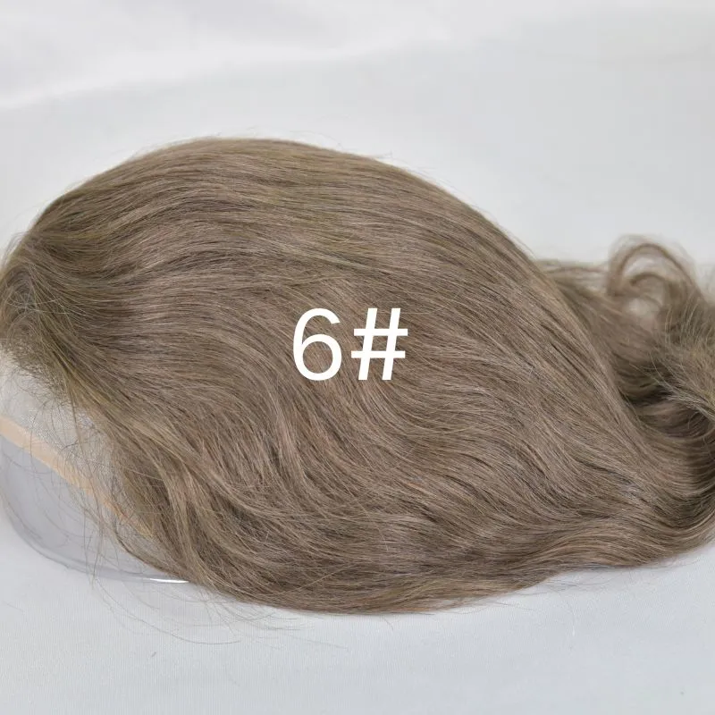 Men 's Toupee Mono Base with PU Toupee for Men 100% Virgin Indian Human Remy Hair Prosthesis 1B Mix 40% Synthetic Grey Hair System 8x10 Inch Hair Replacement  Bleached Knots