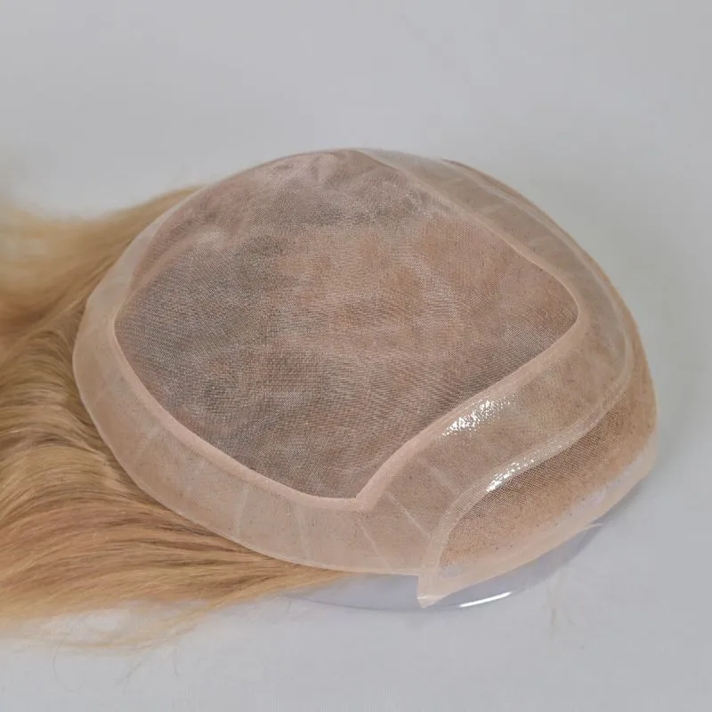 Men 's Toupee Mono Base with PU Toupee for Men 100% Virgin Indian Human Remy Hair Prosthesis 1B Mix 40% Synthetic Grey Hair System 8x10 Inch Hair Replacement  Bleached Knots