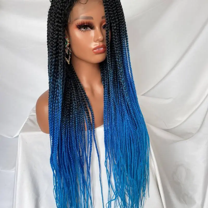 36 Inch  Full double Lace Front Box Braided Wigs Knotless Cornrow Braids Lace Frontal Wig Synthetic Black Hand Braided Wigs With Baby Hair for African American Women