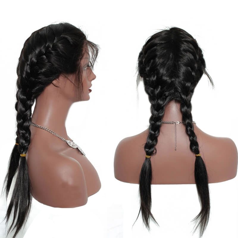 Full Lace Wigs For Black Women Brazilian Silk Straight Human Hair Wigs Swiss Lace Wig with Baby Hair