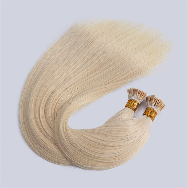 Cuticle Aligned Indian Raw Virgin Human Hair Straight I Tip Hair Extensions For White Woman