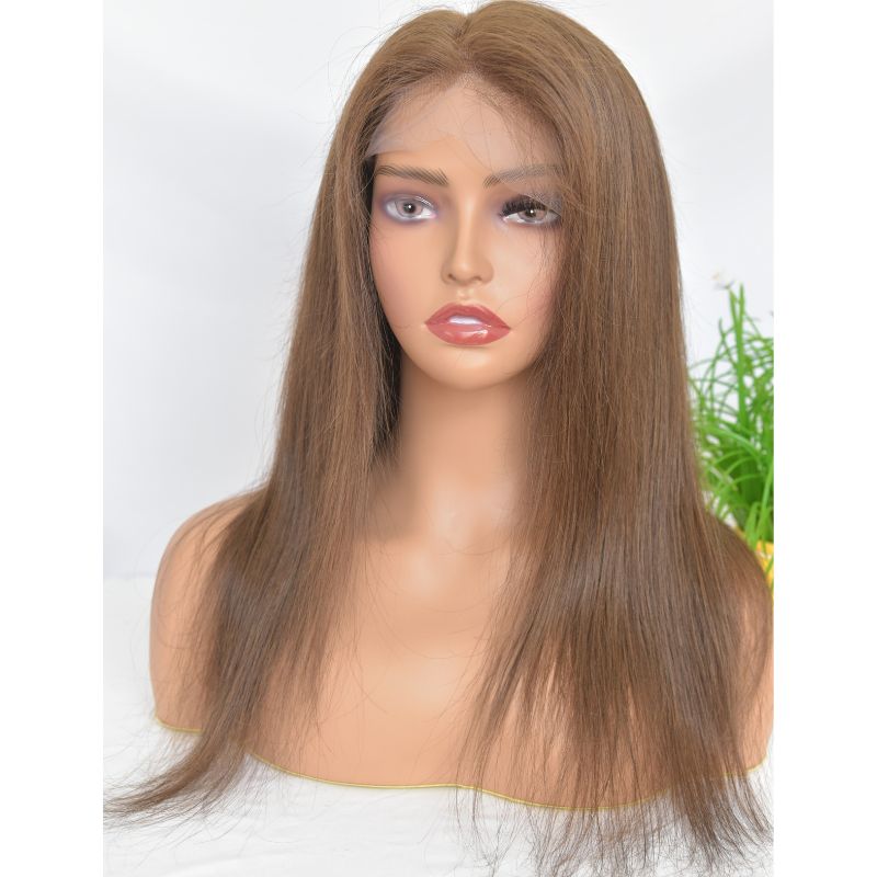 6# Brown 4x4 Silk Top Based Full Swiss Lace Wigs 100% Vrigin Human Hair ...